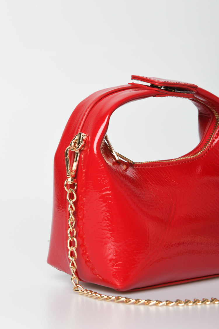 Faux patent leather hobo bag