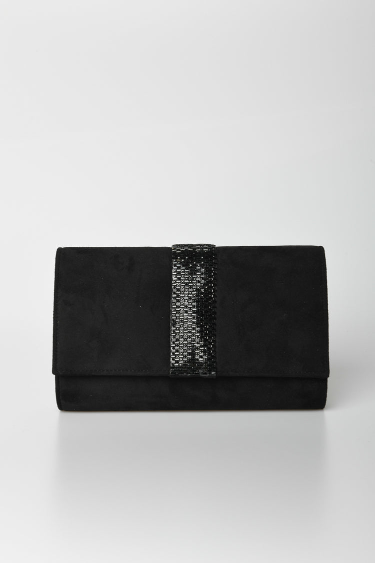 Faux suede clutch bag