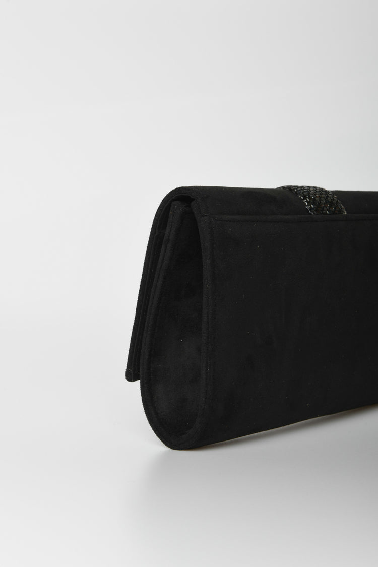 Faux suede clutch bag